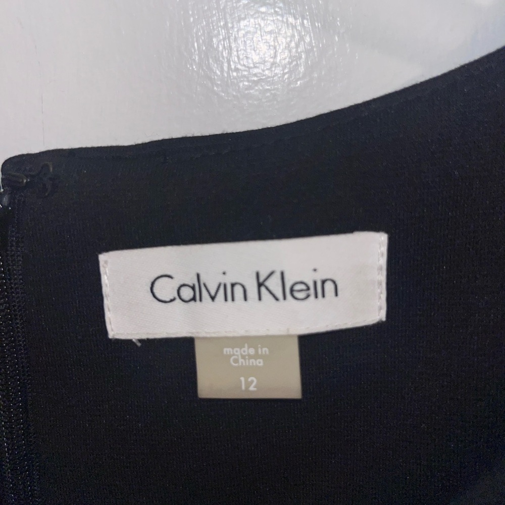 Calvin Klein Black and White Midi A-Line Dress - Picture 2 of 10